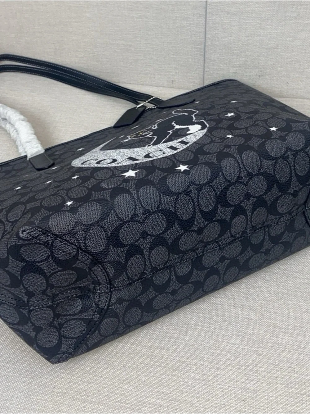 Coach Black Signature Moon & Cat Graphic Tote